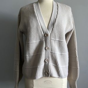 NWT Magaschani V neck ribbed buttoned up Cardigan size S